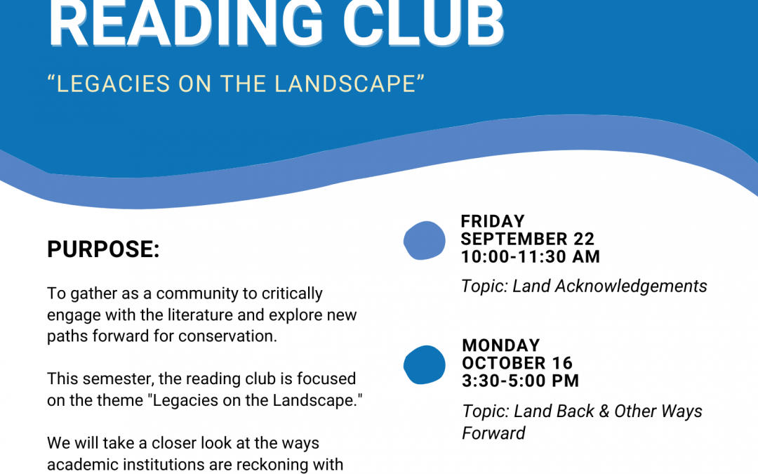 Fall 2023 Reading Club on Legacies on the Landscape